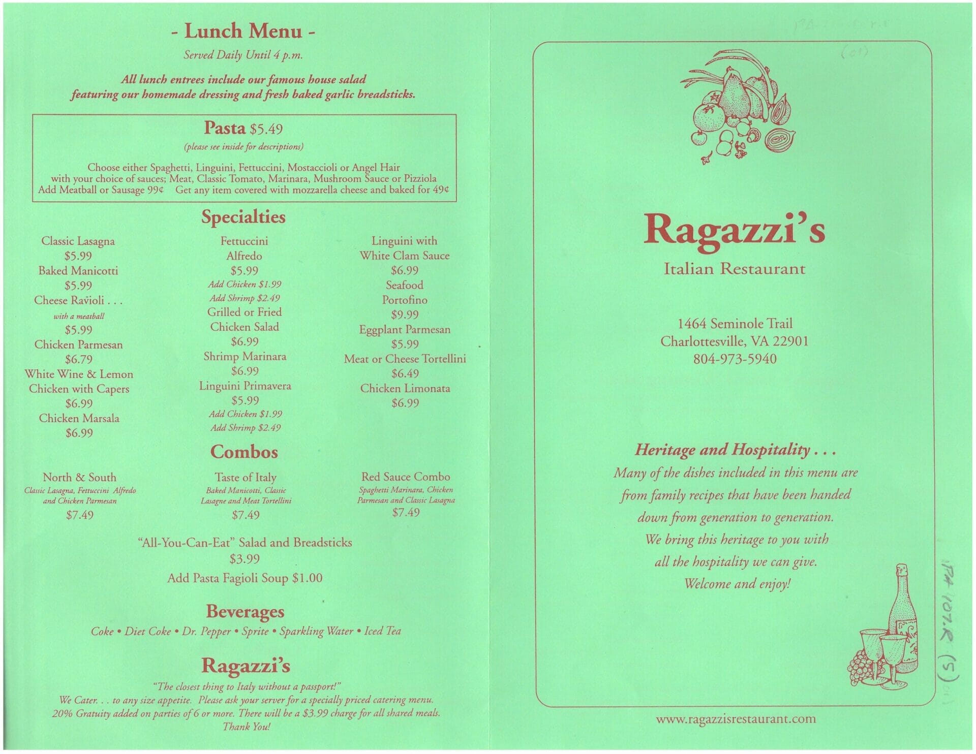 Menu collection R menus The Albemarle Charlottesville Historical