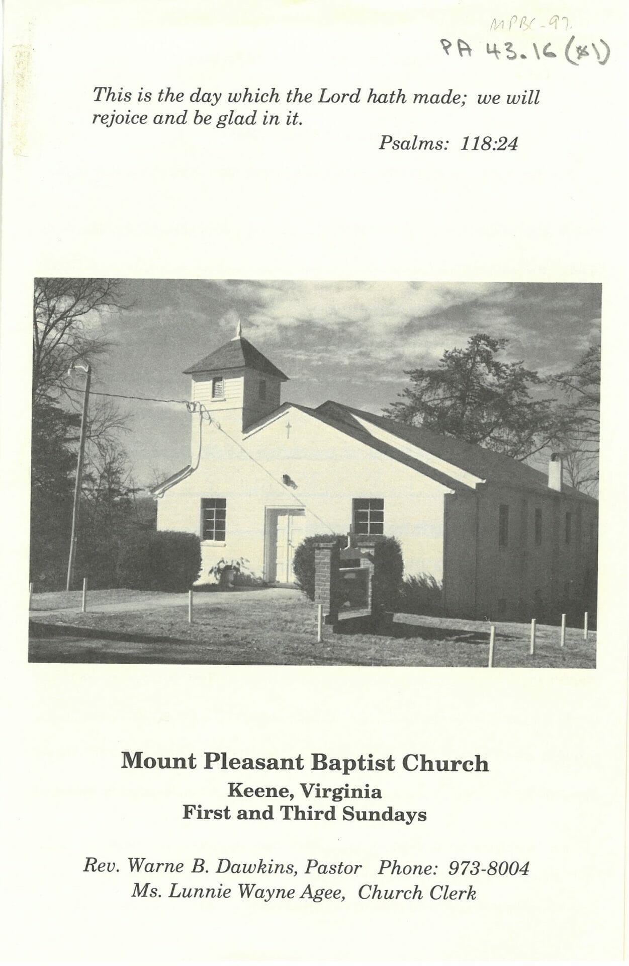 Baptist Church Collection - Mount Pleasant Baptist - The Albemarle ...