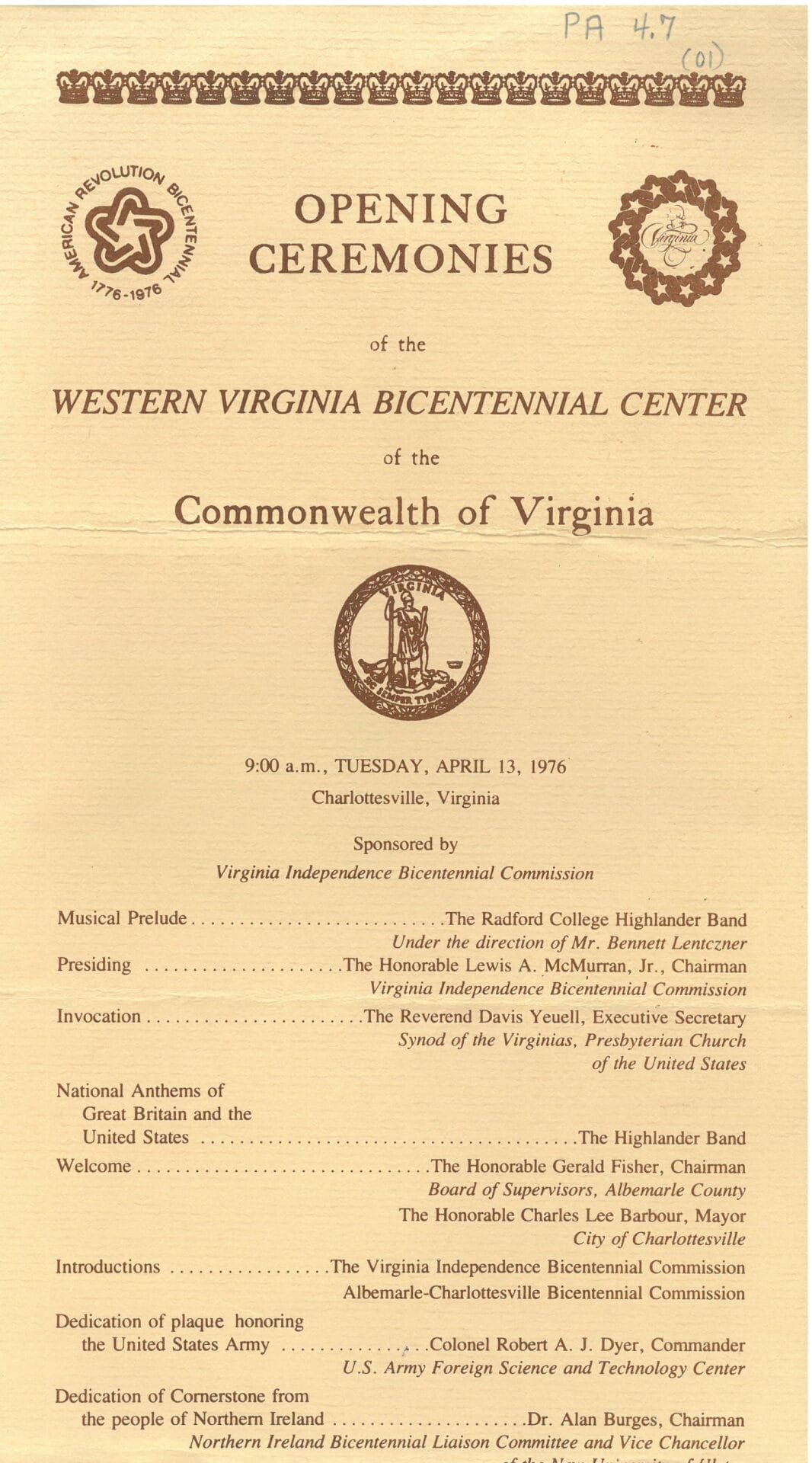 Albemarle And Charlottesville Celebrations Collection - 1976 ...